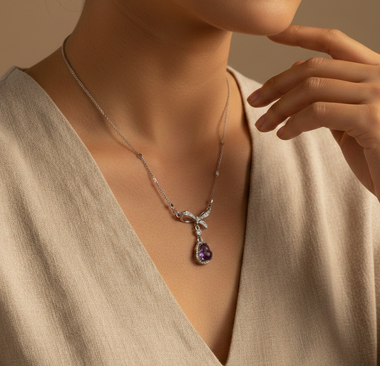 Natural Amethyst Hulu Gourd Necklace for Success & Prosperity