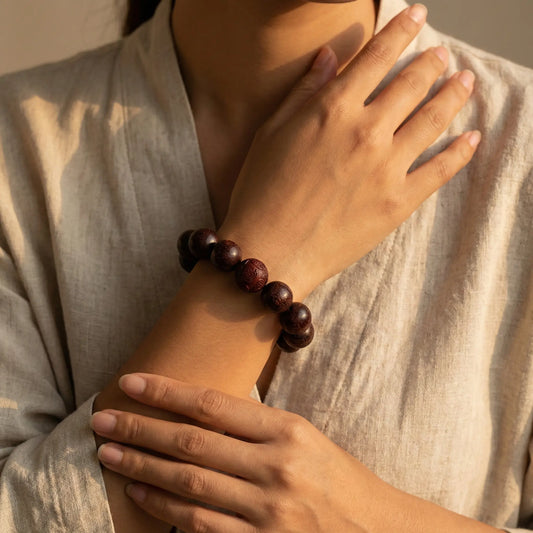 The Guardian's Cycle - Natural Red Sandalwood Chinese Zodiac Bracelet for Protection & New Beginnings