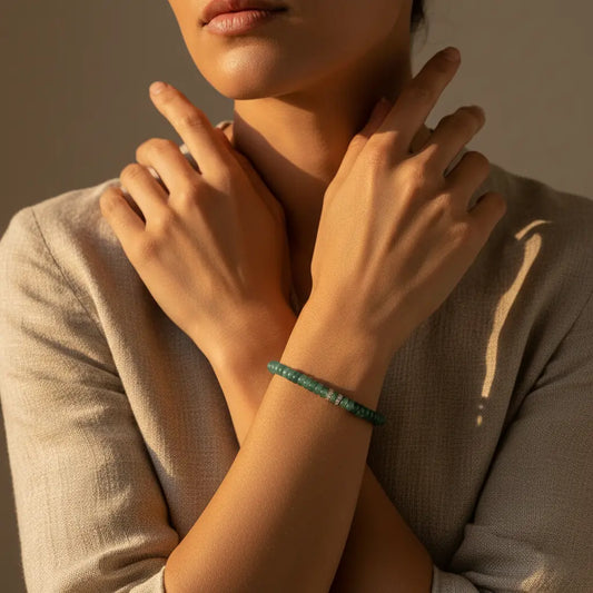 The Emerald Abacus - Minimalist Green Aventurine Bracelet for Wealth & Professional Success