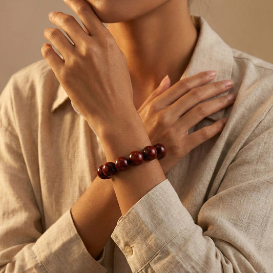 The Ancient Sentinel - Natural Red Sandalwood Grounding Bracelet for Protection & Stability