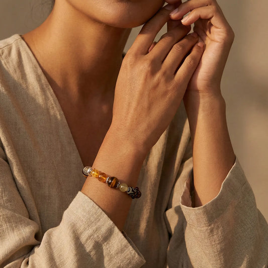 The Elemental Vajra - Natural Mixed Gemstone Protection Bracelet for Balance & Strength