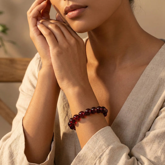 The Eternal Flame - Natural Wine Red Garnet Bracelet for Vitality & Self-Confidence
