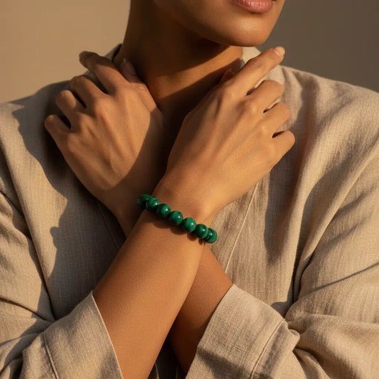 The Verdant Guardian - Natural Banded Malachite Bracelet for Transformation & Success