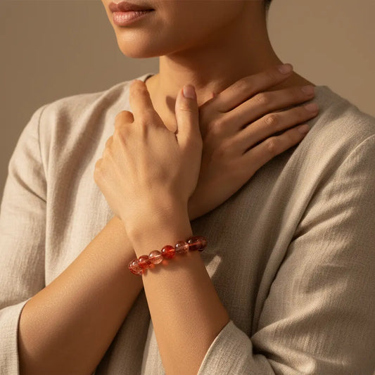 The Phoenix Rising - Collectible Red Phantom Quartz Bracelet for Rebirth & Vitality