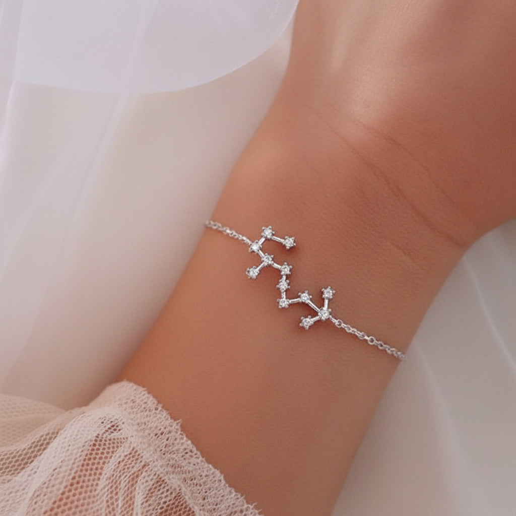 The Celestial Signature - Dainty Zirconia Zodiac Constellation Necklace for Personal Alignment & Identity