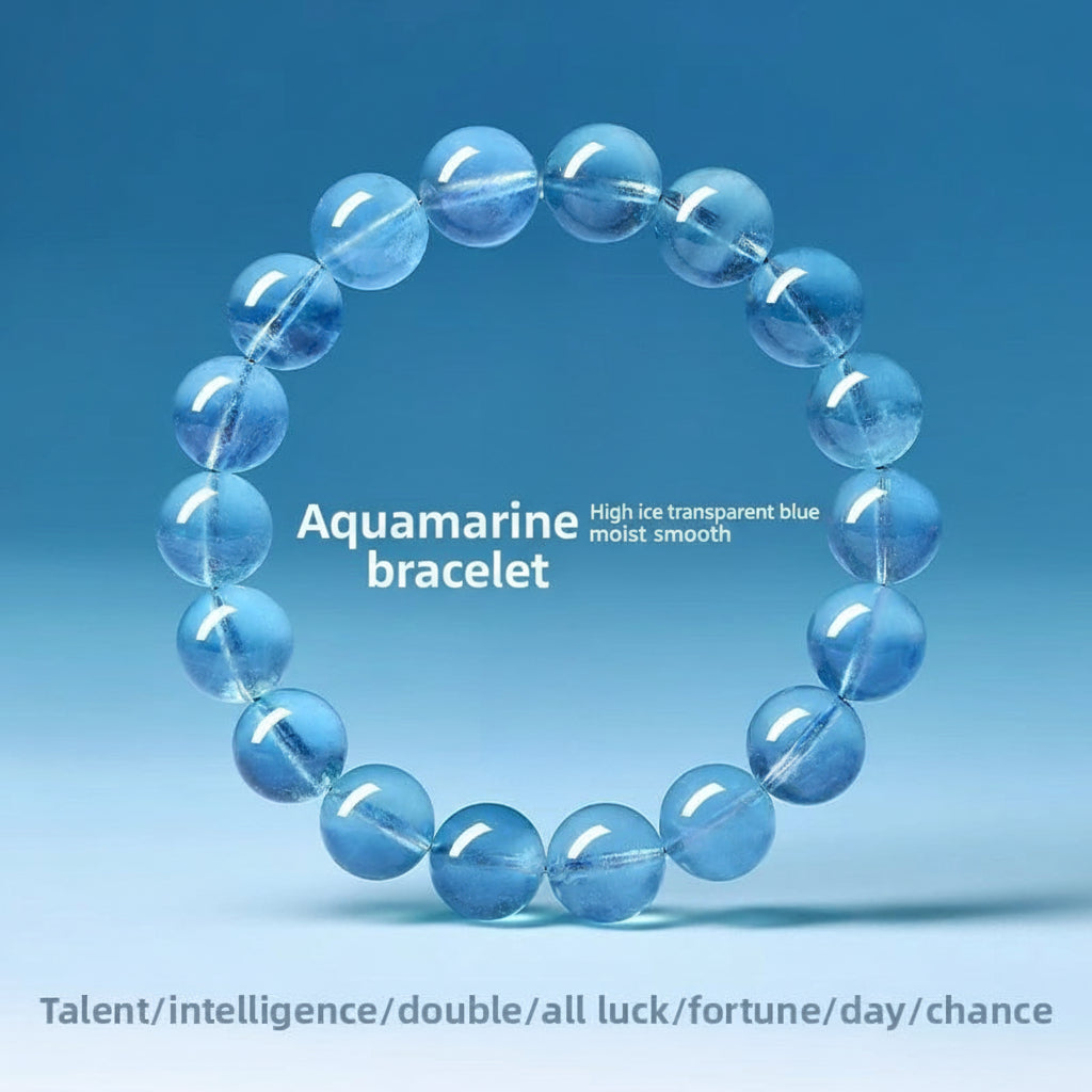 Water Element: Wisdom & Flow | Natural Aquamarine Bracelet for Clarity & Emotional Flow