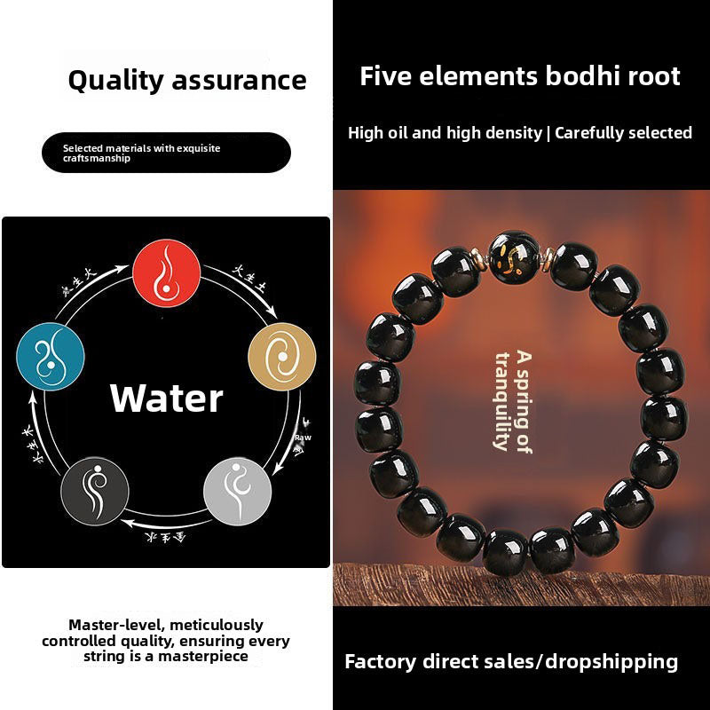 Artisanal 5 Elements Water Energy Bodhi Bracelet – Feng Shui Tranquility Talisman