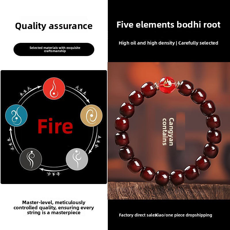 Artisanal 5 Elements Fire Energy Bodhi Bracelet – Feng Shui Vitality Talisman