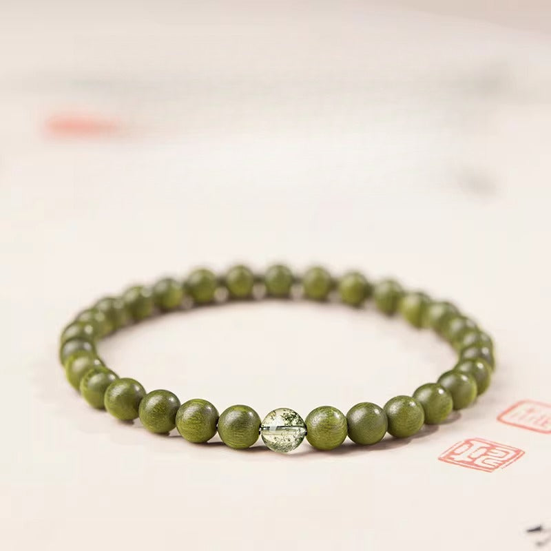 The Zen Anchor - Natural Green Sandalwood Grounding Bracelet for Anxiety Relief