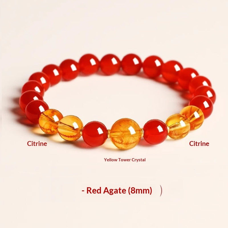 The Solar Ember - Natural Ice-Translucent Red Agate & Citrine Bracelet for Wealth & Vitality