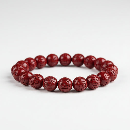 The Crimson Guardian - High-Content Cinnabar Mantra Bracelet for Wealth, Authority & Protection