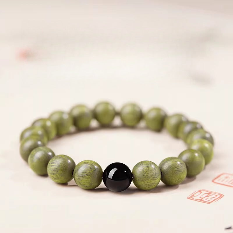 The Zen Anchor - Natural Green Sandalwood Grounding Bracelet for Anxiety Relief