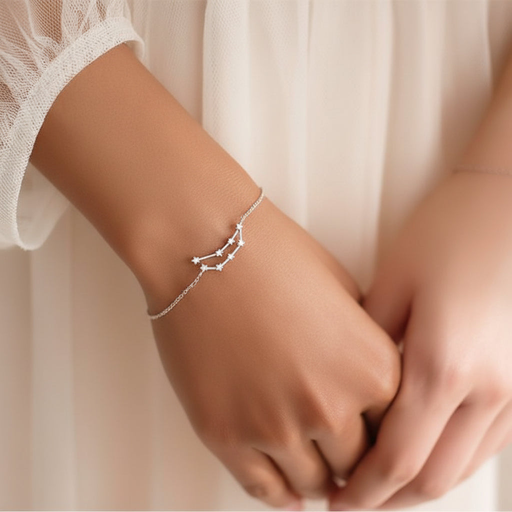 The Celestial Signature - Dainty Zirconia Zodiac Constellation Necklace for Personal Alignment & Identity