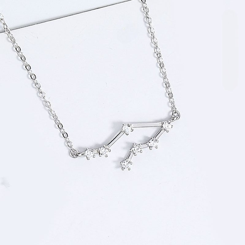 The Celestial Signature - Dainty Zirconia Zodiac Constellation Necklace for Personal Alignment & Identity