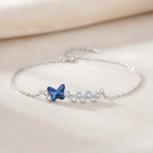 The Azure Metamorphosis - S925 Sterling Silver Blue Butterfly Bracelet for Intuition & Graceful Change