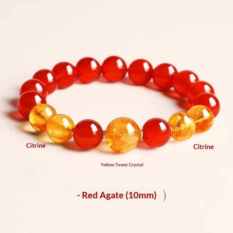 The Solar Ember - Natural Ice-Translucent Red Agate & Citrine Bracelet for Wealth & Vitality