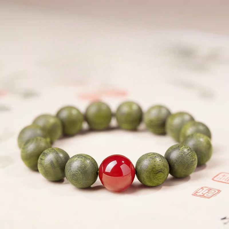 The Zen Anchor - Natural Green Sandalwood Grounding Bracelet for Anxiety Relief