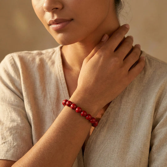 The Crimson Shield - Natural Cinnabar Protection Bracelet for Luck & Vitality
