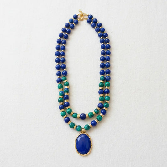 The Sovereign Speaker - Natural Lapis Lazuli & Phoenix Stone Layered Necklace for Truth & Confidence