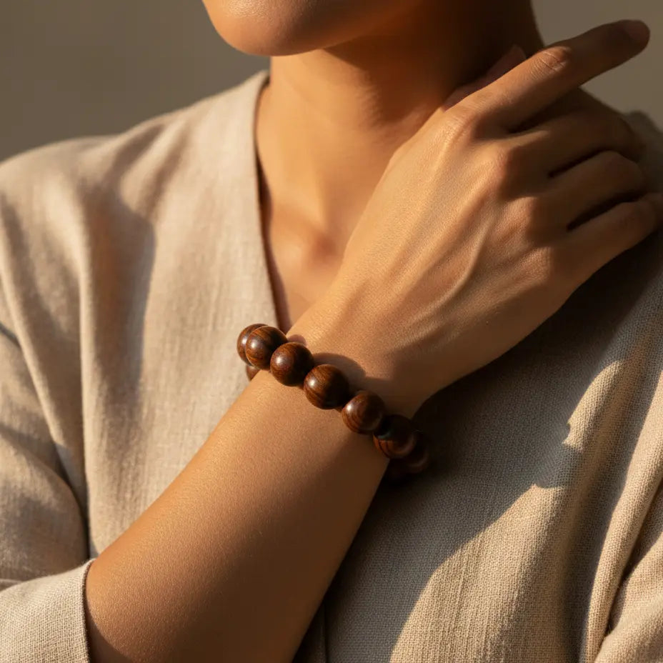 The Ancient Eye - Natural High-Density Wood Grounding Bracelet for Protection & Stability