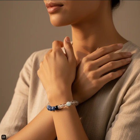 The Azure Courage - Natural Blue Kyanite & Clear Quartz Bracelet for Transition & Healing
