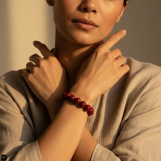 The Crimson Guardian - High-Content Cinnabar Mantra Bracelet for Wealth, Authority & Protection