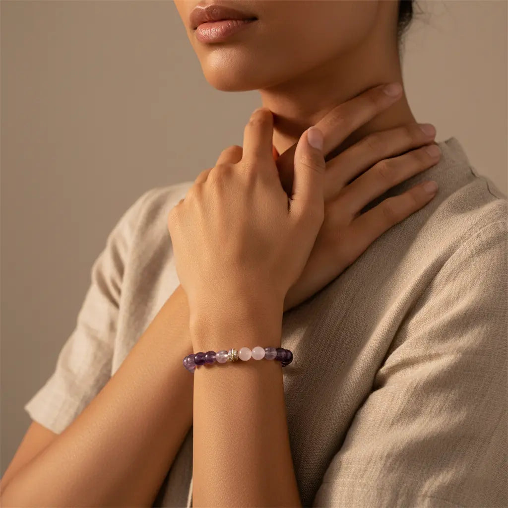 The Royal Ascent - Natural Ombre Amethyst Bracelet for Confidence & Success
