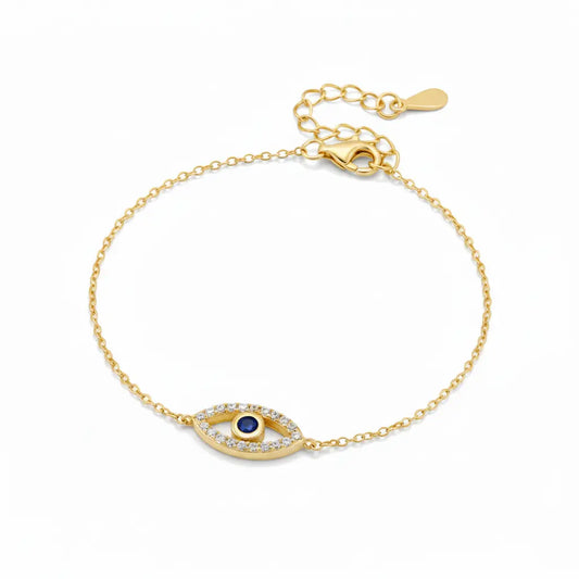 The Celestial Ward - Dainty Gold Evil Eye Protection Bracelet for Spiritual Shielding & Good Vibes