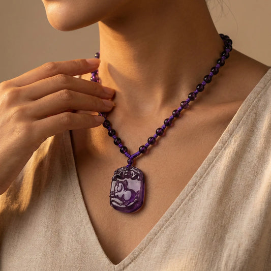 The Zodiac Guardian - Natural Amethyst Chinese Zodiac Pendant Necklace for Protection & New Beginnings