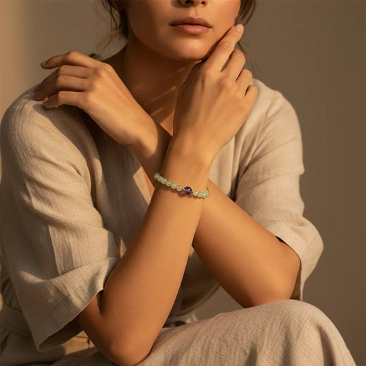 The Sanctuary Pulse - Natural Prehnite & Intentional Gemstone Bracelet for Inner Peace & Clarity