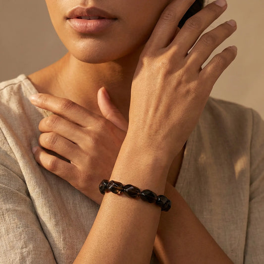 The Earthly Anchor - Natural Smoky Quartz Grounding Bracelet for Anxiety Relief