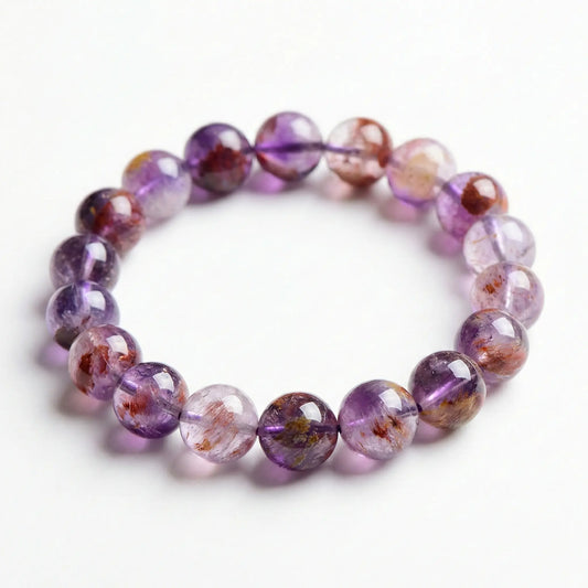 The Violet Transcendence - Rare Purple Phantom Quartz Bracelet for Manifestation & Period 9 Alignment