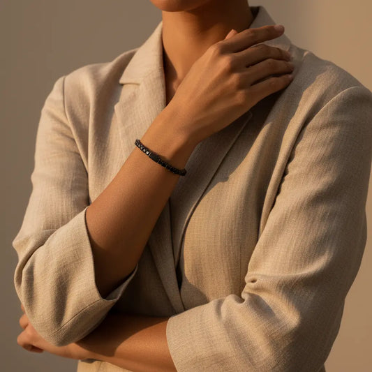 The Obsidian Veil - Midnight Black Tennis Bracelet for Grounding & Protection