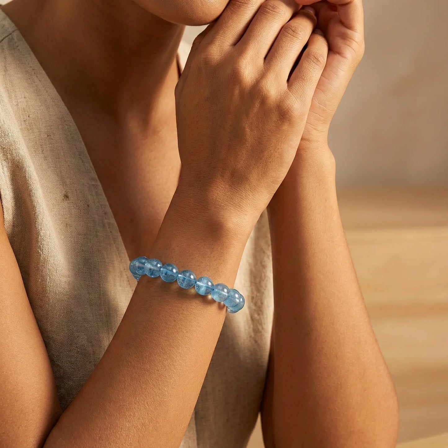 Water Element: Wisdom & Flow | Natural Aquamarine Bracelet for Clarity & Emotional Flow