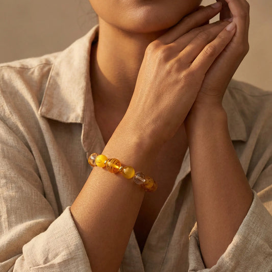 The Solar Protector - Natural Citrine-Hued Chinese Zodiac Bracelet for Abundance & New Beginnings