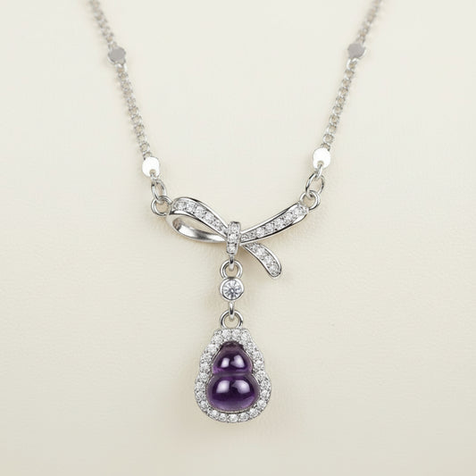 Natural Amethyst Hulu Gourd Necklace for Success & Prosperity