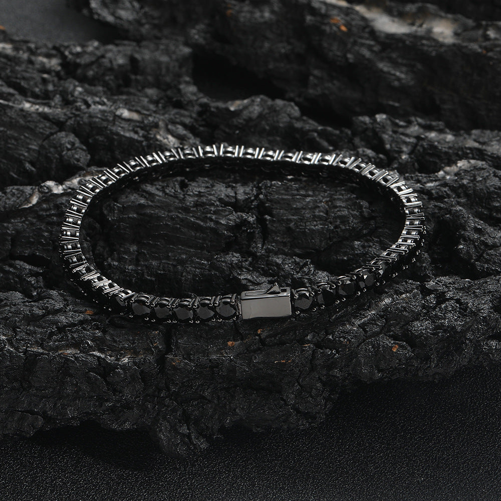 The Obsidian Veil - Midnight Black Tennis Bracelet for Grounding & Protection