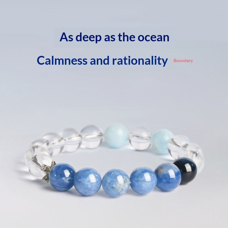 The Azure Courage - Natural Blue Kyanite & Clear Quartz Bracelet for Transition & Healing