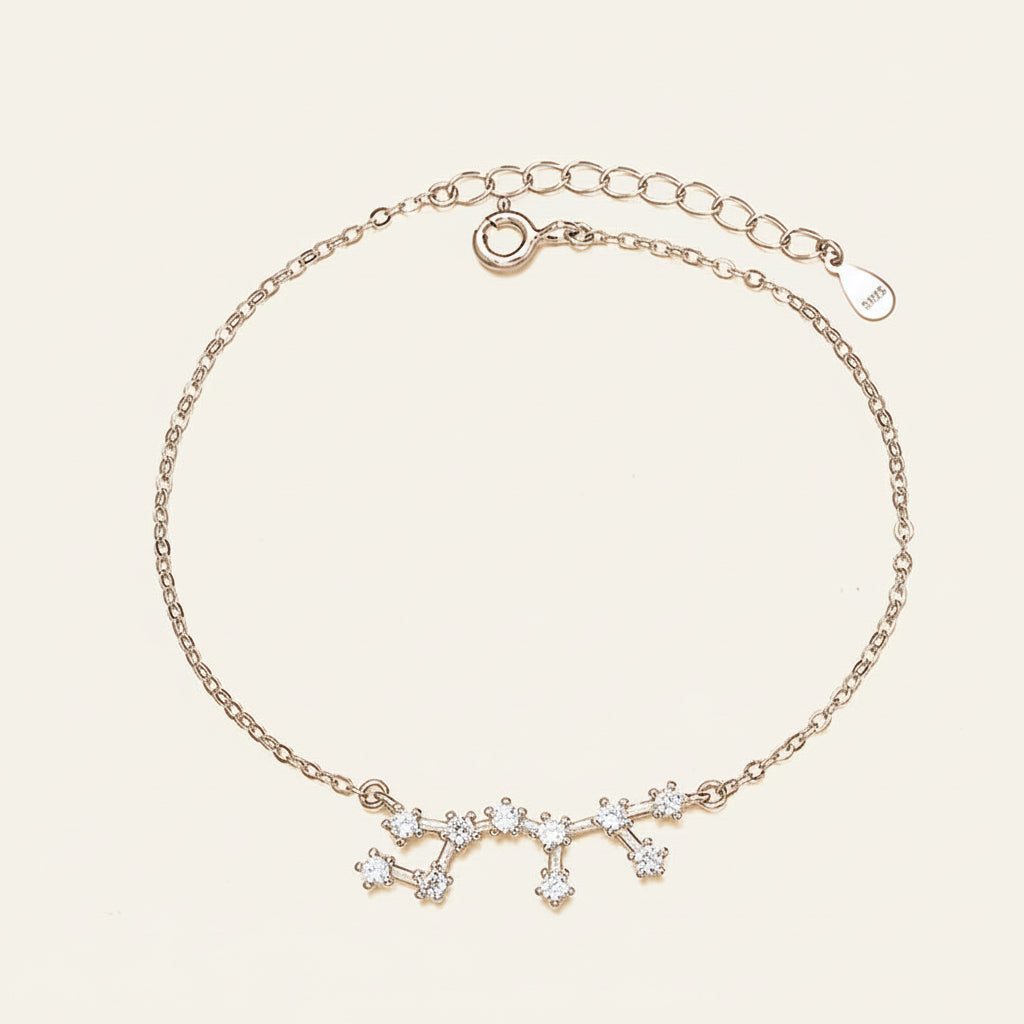 The Celestial Signature - Dainty Zirconia Zodiac Constellation Necklace for Personal Alignment & Identity