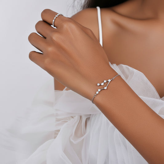 The Celestial Signature - Dainty Zirconia Zodiac Constellation Necklace for Personal Alignment & Identity