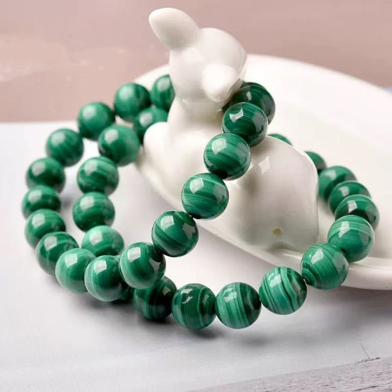 The Verdant Guardian - Natural Banded Malachite Bracelet for Transformation & Success