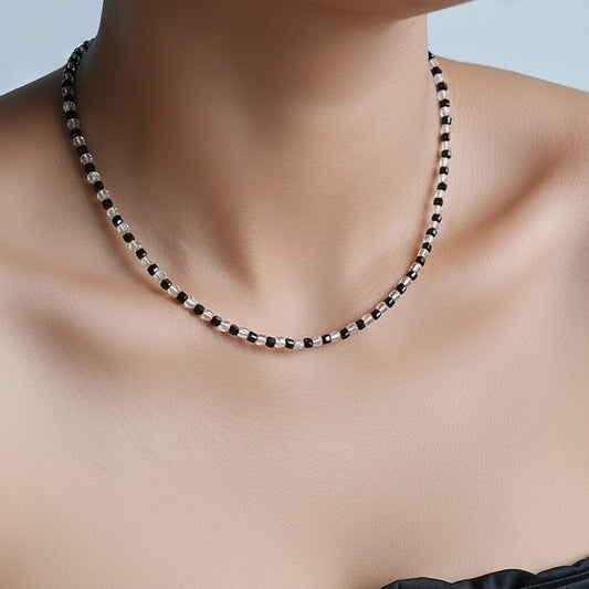 The Infinite Equilibrium - Dainty Obsidian & Clear Quartz Minimalist Necklace for Protection & Mental Clarity