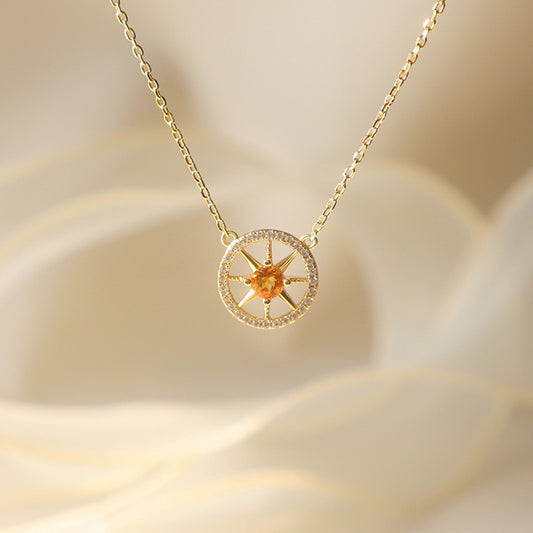 The Golden Guidance - Natural Citrine North Star Manifestation Necklace