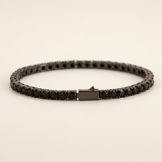 The Obsidian Veil - Midnight Black Tennis Bracelet for Grounding & Protection