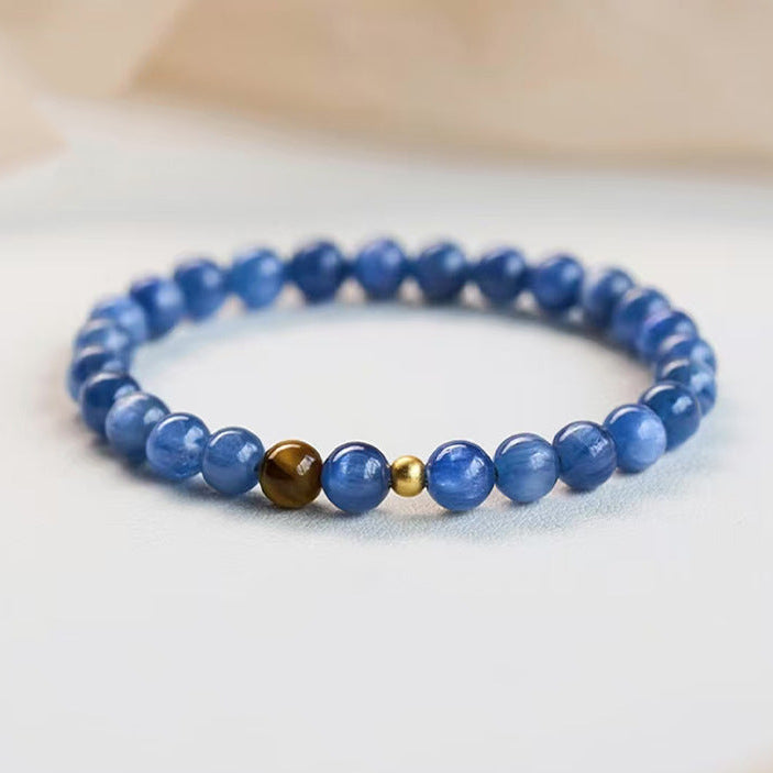 The Azure Silence - Natural Blue Kyanite & Tiger’s Eye Bracelet for Clarity & Alignment