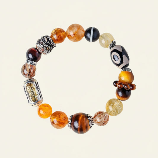 The Elemental Vajra - Natural Mixed Gemstone Protection Bracelet for Balance & Strength