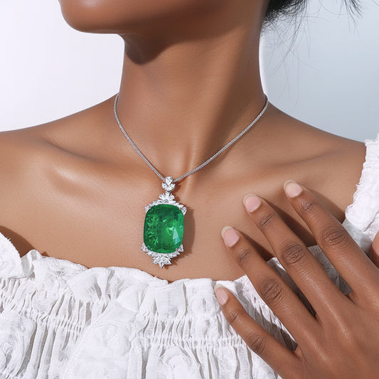 The Emerald Sovereign - Natural Green Crystal Pendant Necklace for Abundance & Growth