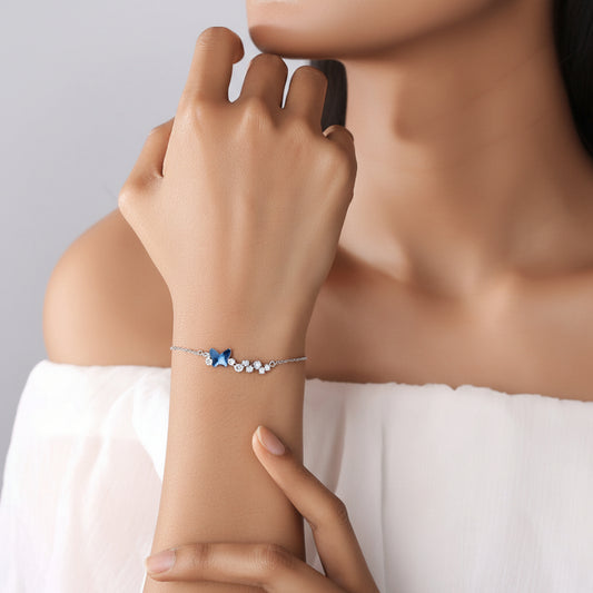 The Azure Metamorphosis - S925 Sterling Silver Blue Butterfly Bracelet for Intuition & Graceful Change