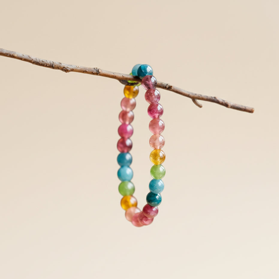 The Rainbow Equilibrium - Natural Multi-Color Tourmaline Bracelet for Emotional Stability & Luck