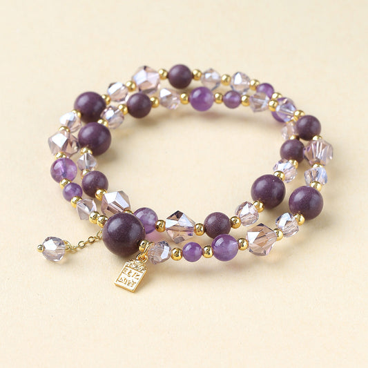The Violet Veil - Double-Layer Natural Amethyst & Crystal Anxiety Relief Wrap Bracelet